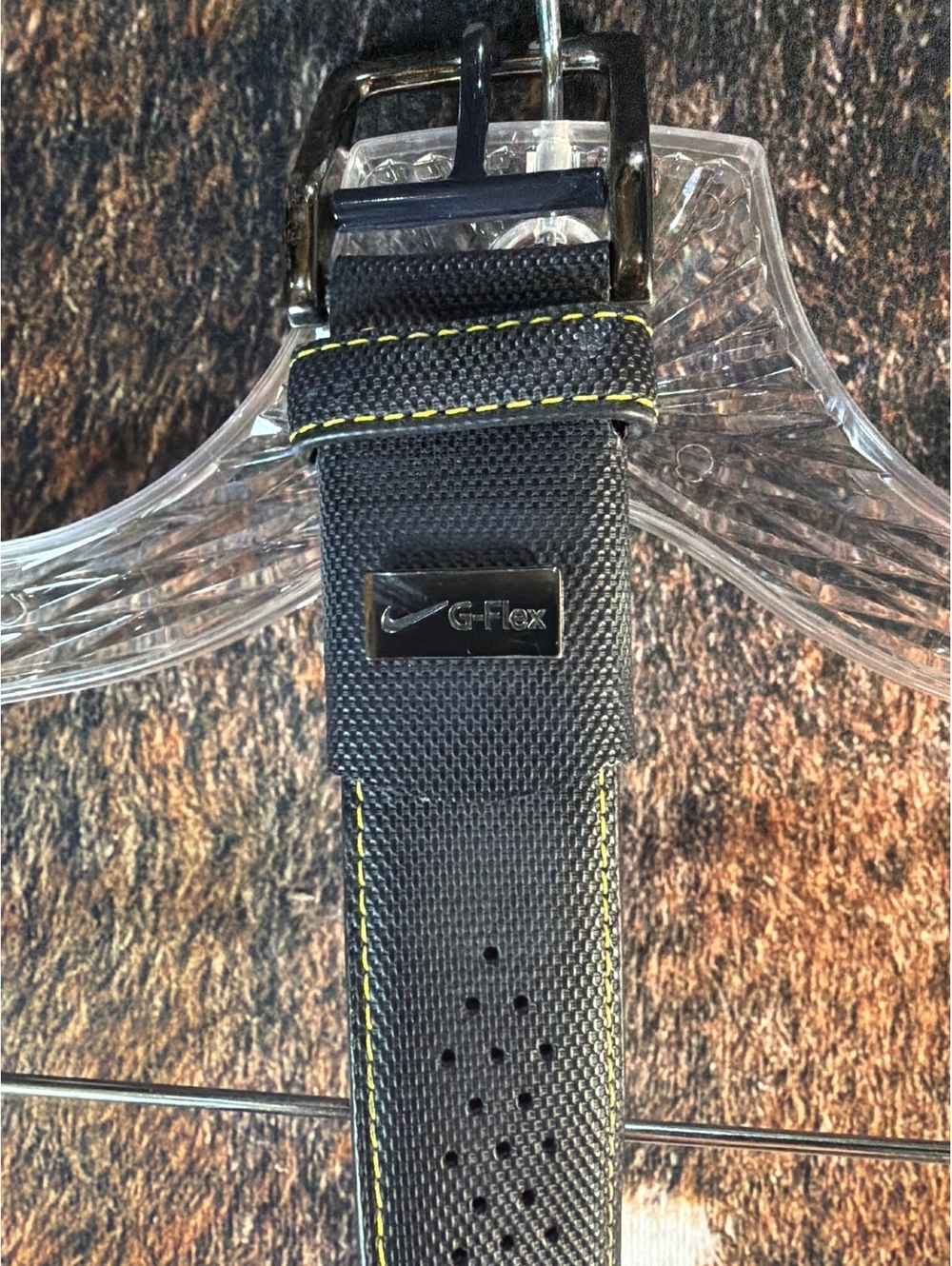 Nike G-Flex Black and Burgundy Reversible Belt with Yellow Stitching
